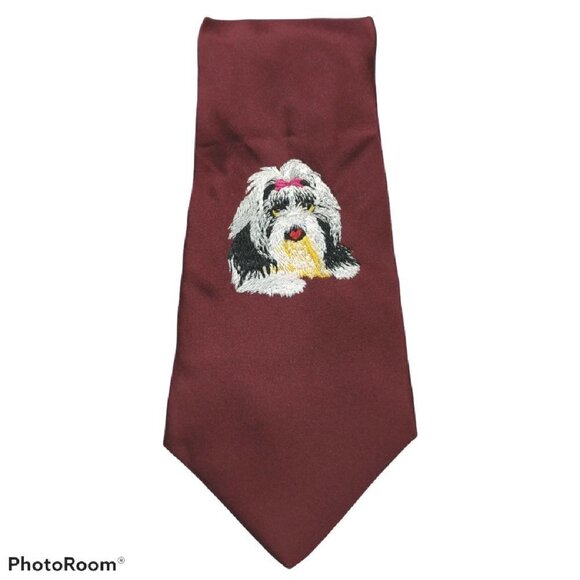Wolfmark Neckwear Embroidered Shih Tzu Dog Tie - Picture 4 of 7